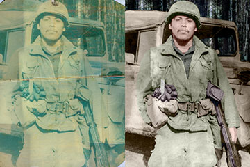 restored photo of soldier
